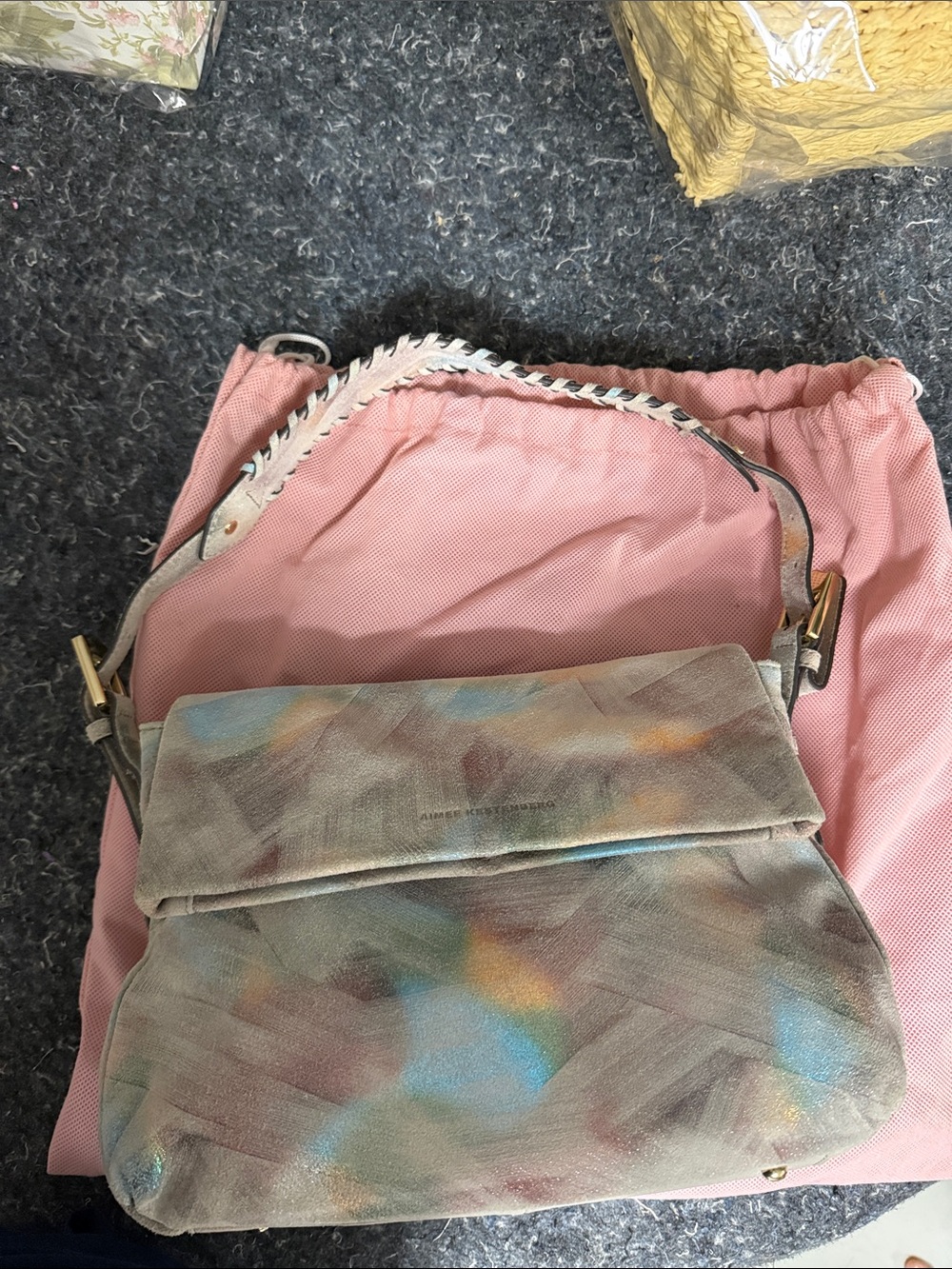 Aimee Kestenberg Pastel Multicolor Whipstitch Shoulder Bag